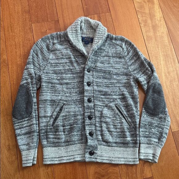 Polo by Ralph Lauren shawl-collar cardigan with elbow patches Knit Cardigan L - Picture 1 of 8